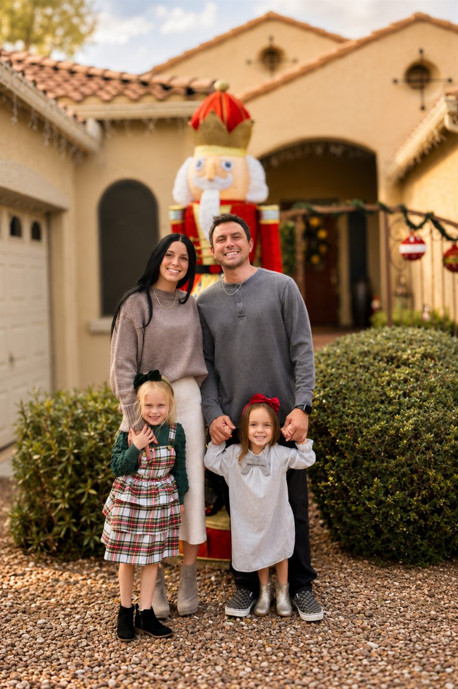 Cody and Marisa with their daughters Blakely and River at home during the holidays