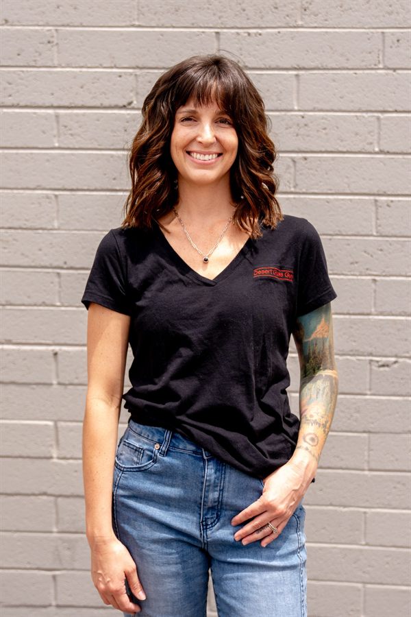Marisa in a Desert Glass Guy shirt